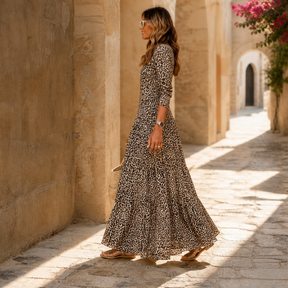 Ventalia – Abito Lungo Maniche Lunghe Leopardato lifestyle