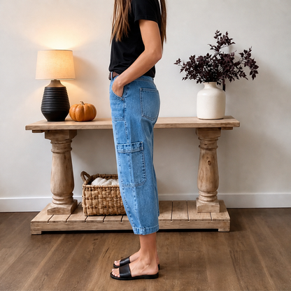 Barolyn – Jeans Cropped Gamba Ampia Elasticizzati lifestyle