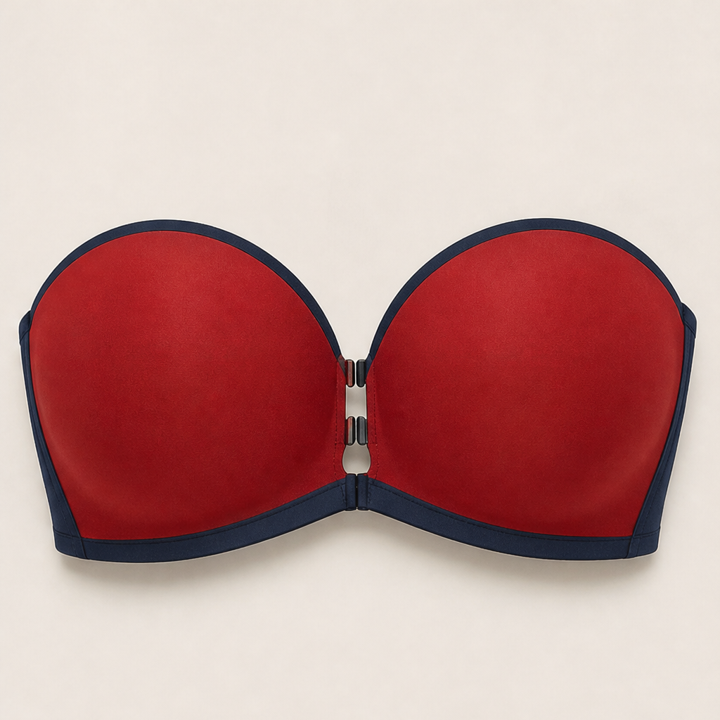 Velmira – Reggiseno Push-Up Senza Spalline con Chiusura Frontale Red