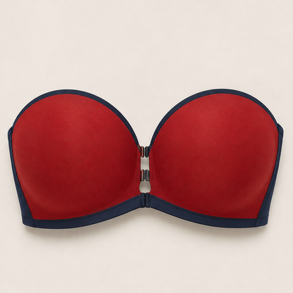 Velmira – Reggiseno Push-Up Senza Spalline con Chiusura Frontale Red