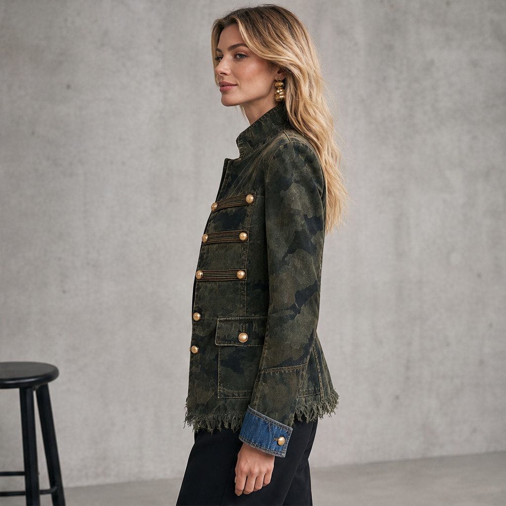 Veranzo – Giacca in Denim Camouflage con Bottoni Dorati lifestyle