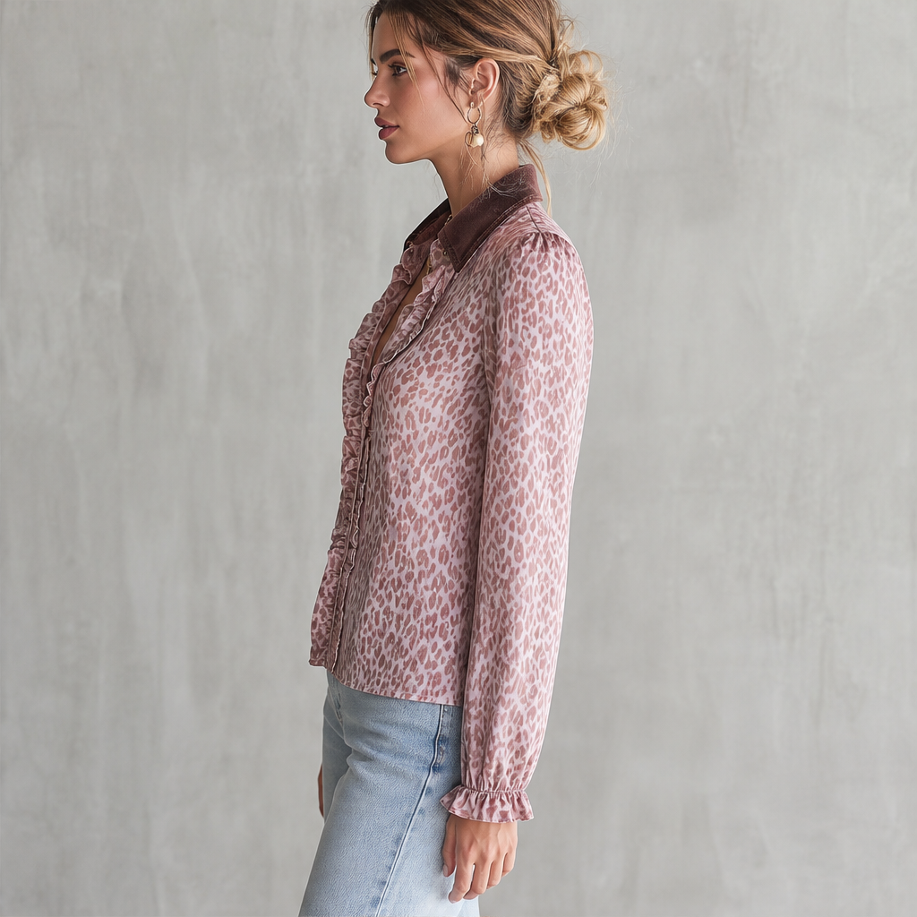 Velarosa – Camicia in Velluto Leopardata con Rouches lifestyle