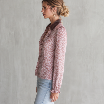 Velarosa – Camicia in Velluto Leopardata con Rouches lifestyle