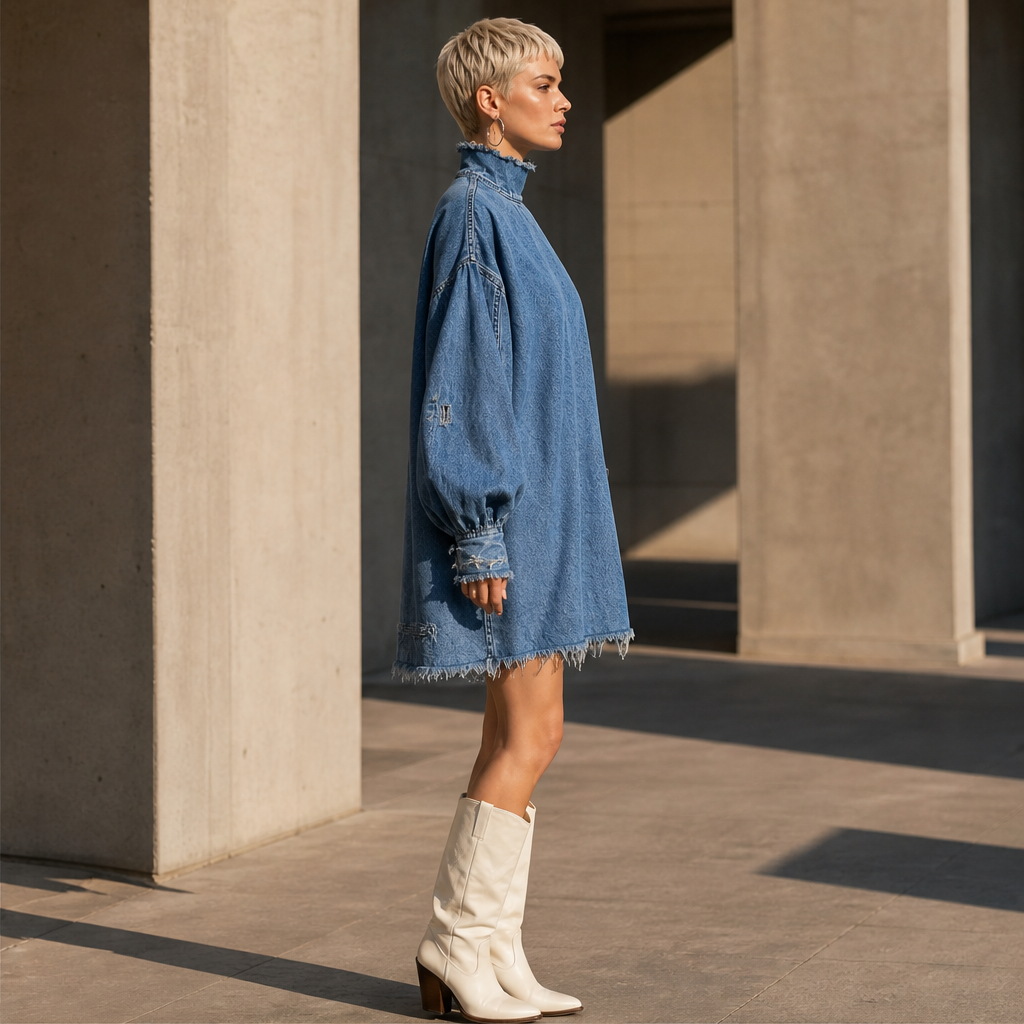 Verano – Minivestito di Denim Oversize con Collo Alto lifestyle