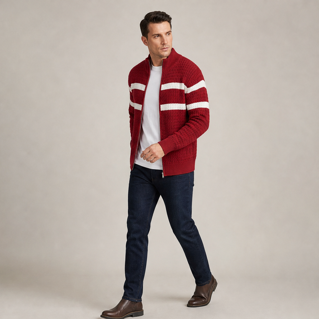 Varnoci – Cardigan Uomo a Righe con Zip lifestyle