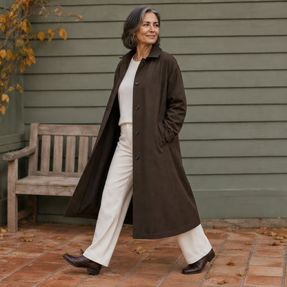 Vornetta – Cappotto in Cotone Cerato con Collo Staccabile lifestyle