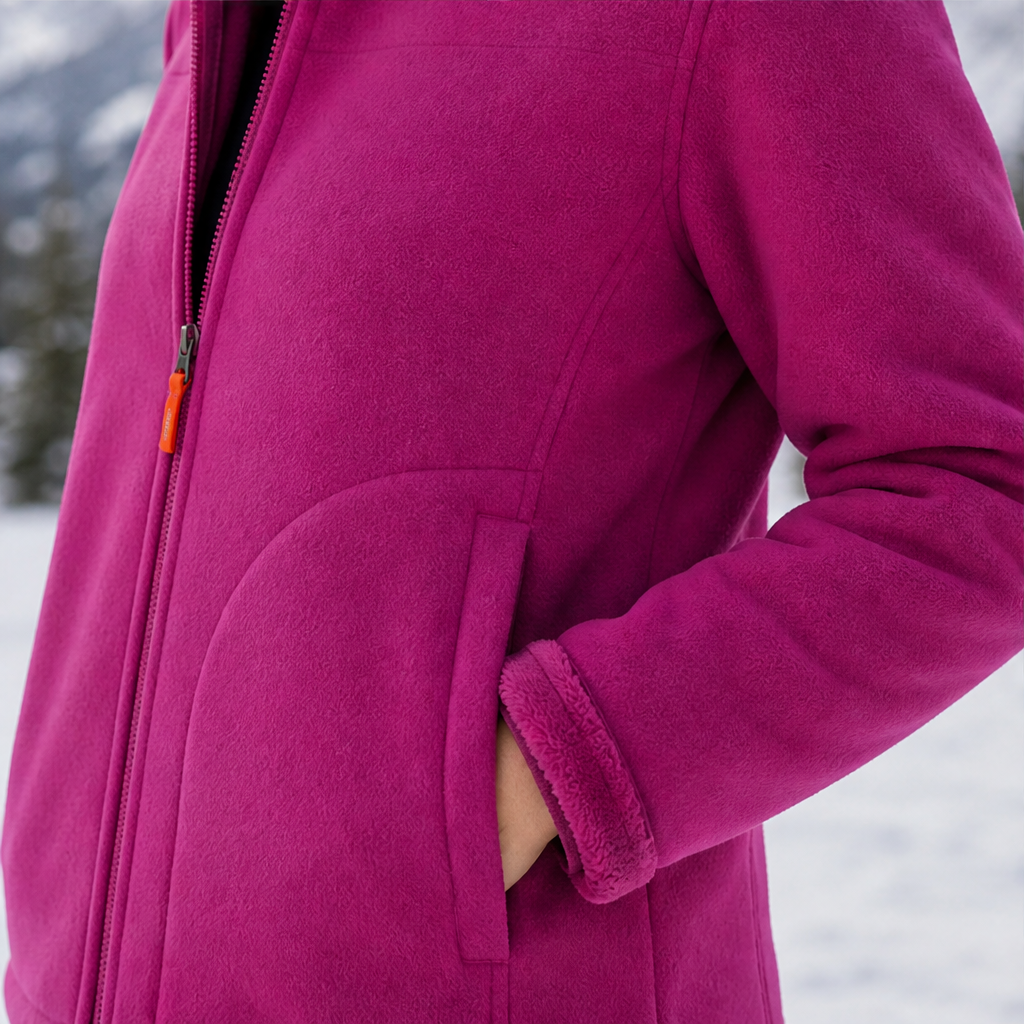 Velmora – Giacca in Pile Collo Alto Reversibile lifestyle