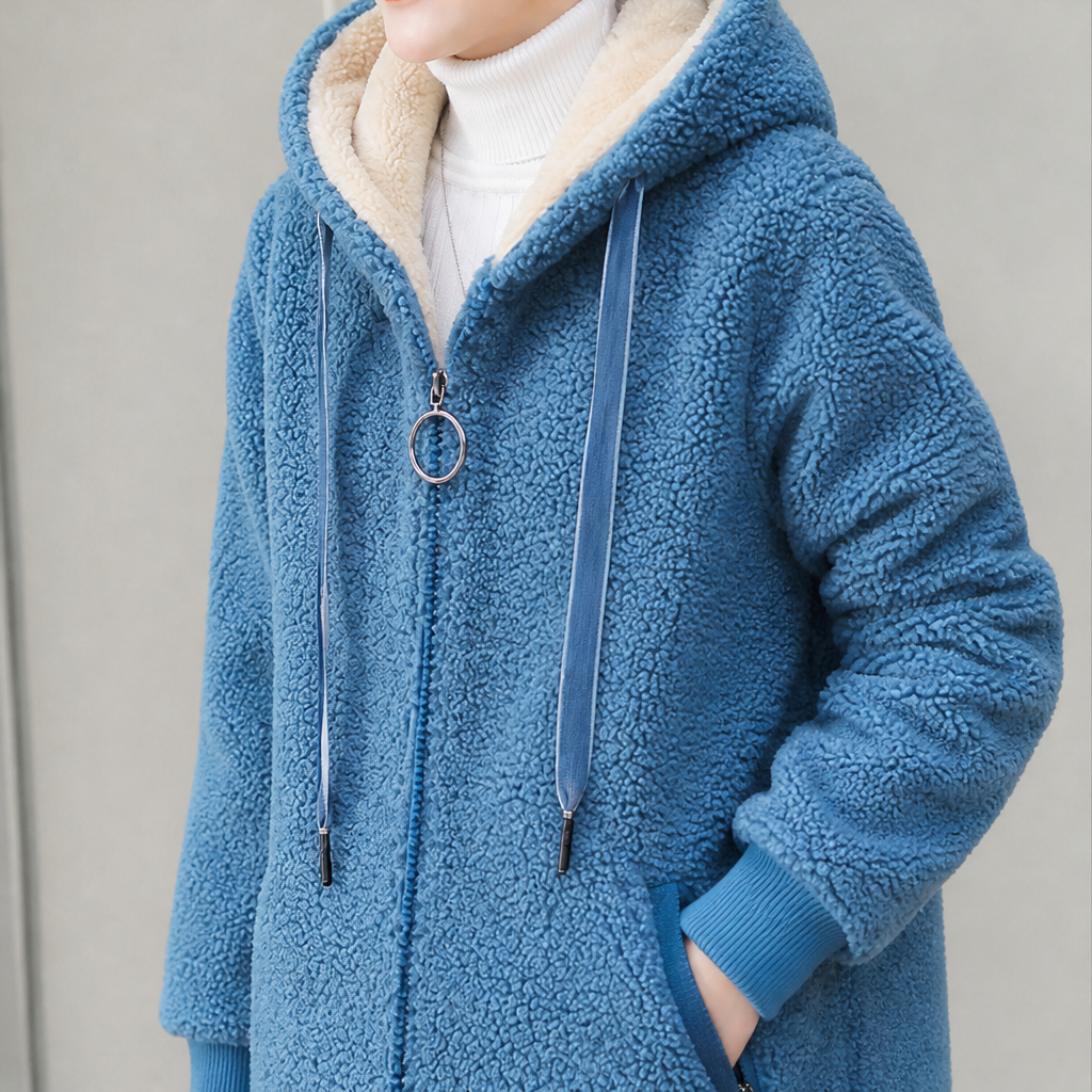 Lanicora – Cappotto in Ecopelliccia Agnello con Cappuccio lifestyle