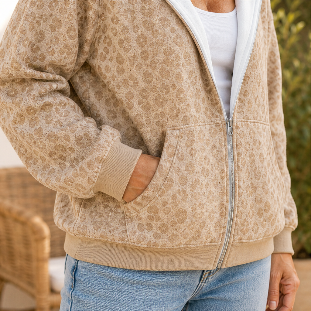 Felvara – Felpa con Zip Stampa Leopardo lifestyle