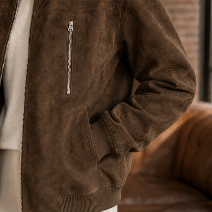 Velmara – Giacca Bomber Scamosciata Collo Coreano lifestyle