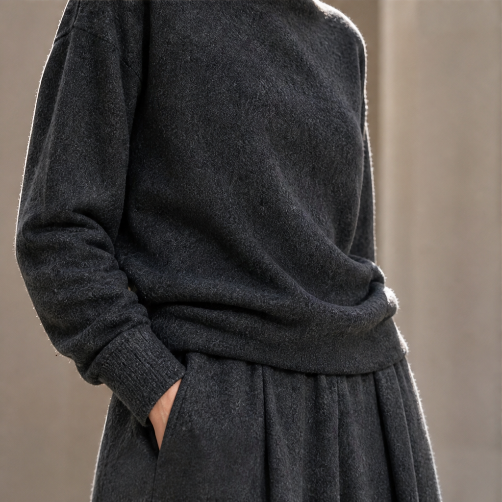 Varlune – Completo Dolcevita e Gonna Lunga a Due Pezzi lifestyle