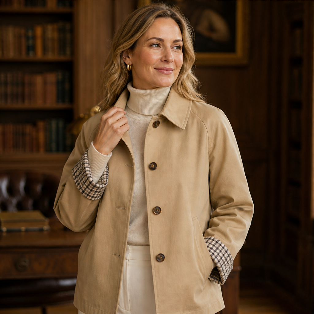 Halborne – Cappotto Corto con Fodera a Quadri lifestyle