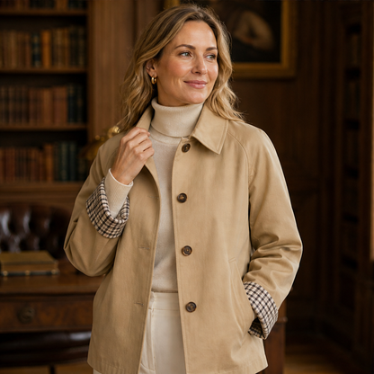 Halborne – Cappotto Corto con Fodera a Quadri lifestyle