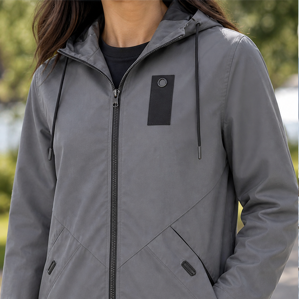 Zidoo – Trench Impermeabile con Cappuccio Midi lifestyle