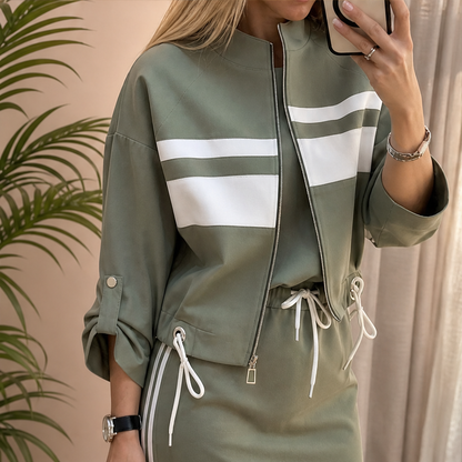 Varenza – Giacca Color-Block e Abito Midi, Set Due Pezzi lifestyle