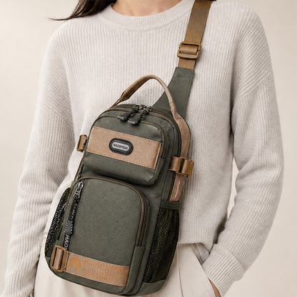 Borsa a Tracolla Multifunzionale Verde Oliva con Tracolla Regolabile – Tessuto Oxford