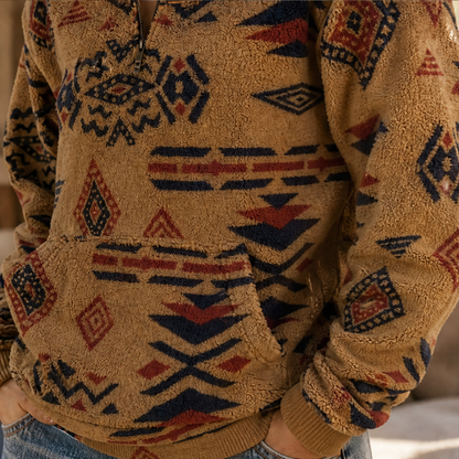 Varnecio – Felpa in Pile con Mezza Zip e Stampa Geometrica lifestyle