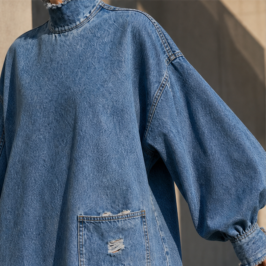 Verano – Minivestito di Denim Oversize con Collo Alto lifestyle