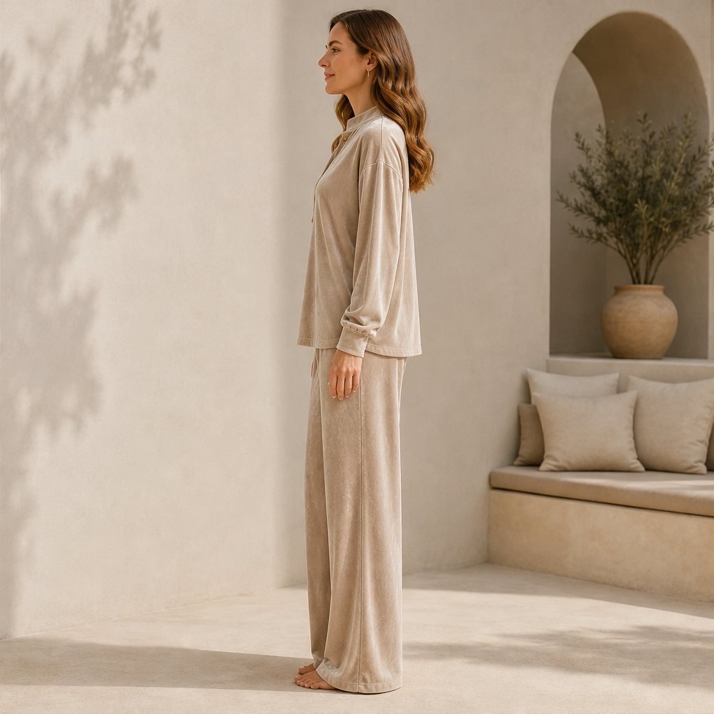 Velmora – Completo Due Pezzi in Velour Gamba Larga lifestyle