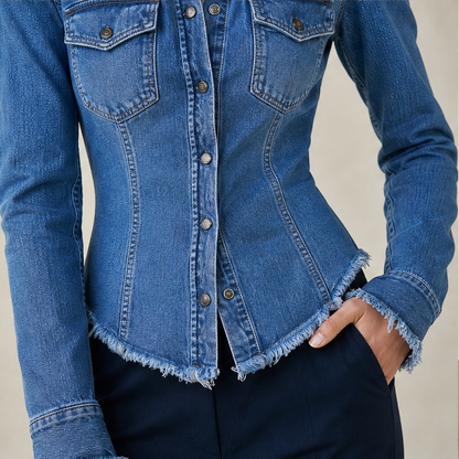 Verlana – Camicia in Denim Aderente con Colletto Rialzato lifestyle