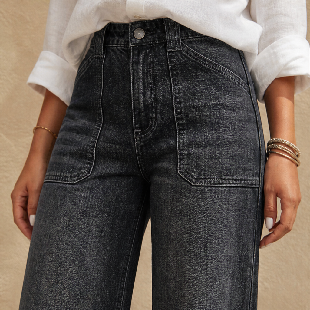 Velmora – Jeans a Vita Alta Elasticizzati Straight Leg lifestyle