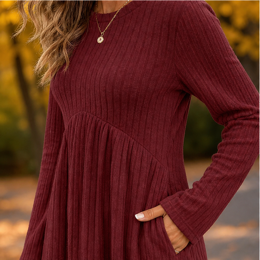 Velmira – Abito A-Linea in Maglia Operata con Tasche lifestyle