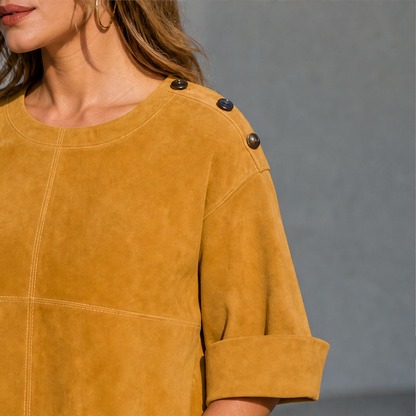Sueveta – Minivestito in Similpelle Scamosciata con Bottoni lifestyle
