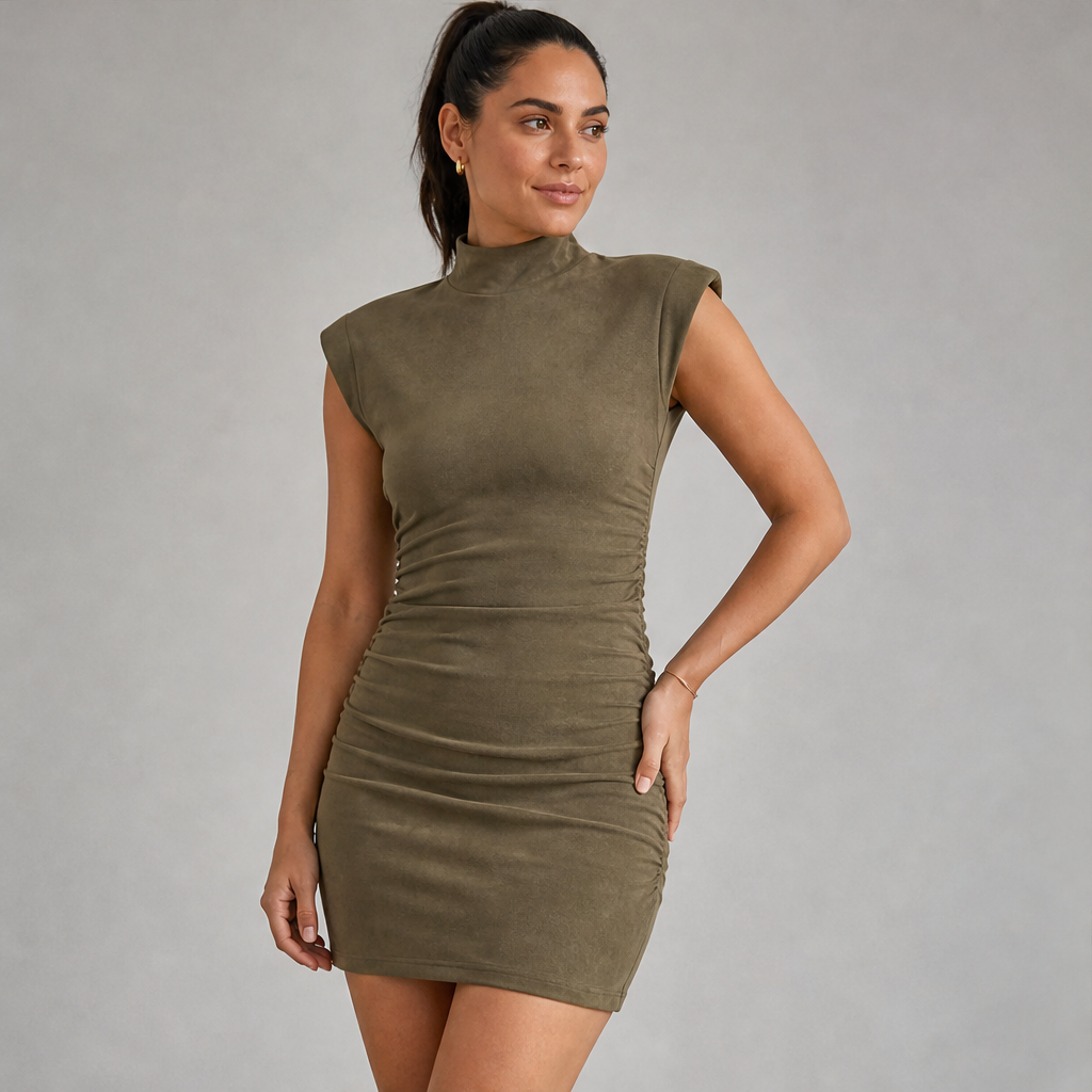 Novarin – Mini Abito Scamosciato Collo Alto lifestyle