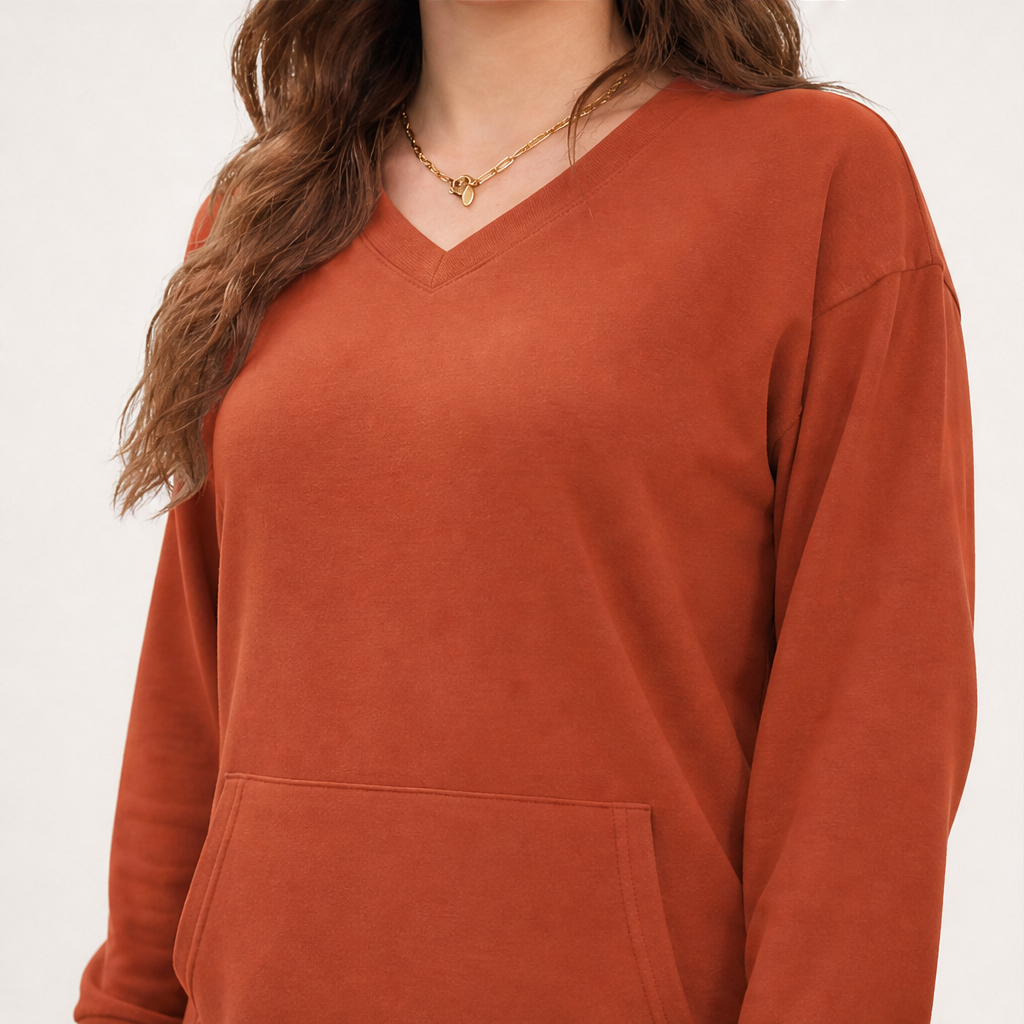 Ventalia – Felpa Scollo a V con Tasca Canguro lifestyle