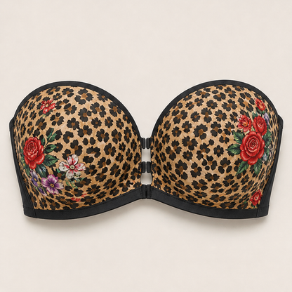 Velmira – Reggiseno Push-Up Senza Spalline con Chiusura Frontale Leopard