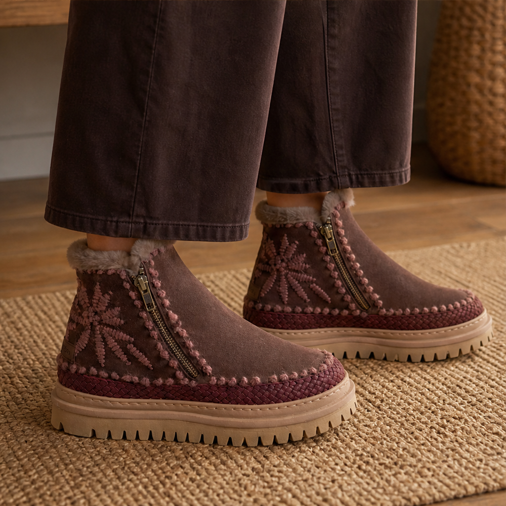Novarra – Stivaletto Floreale in Suede Choc lifestyle