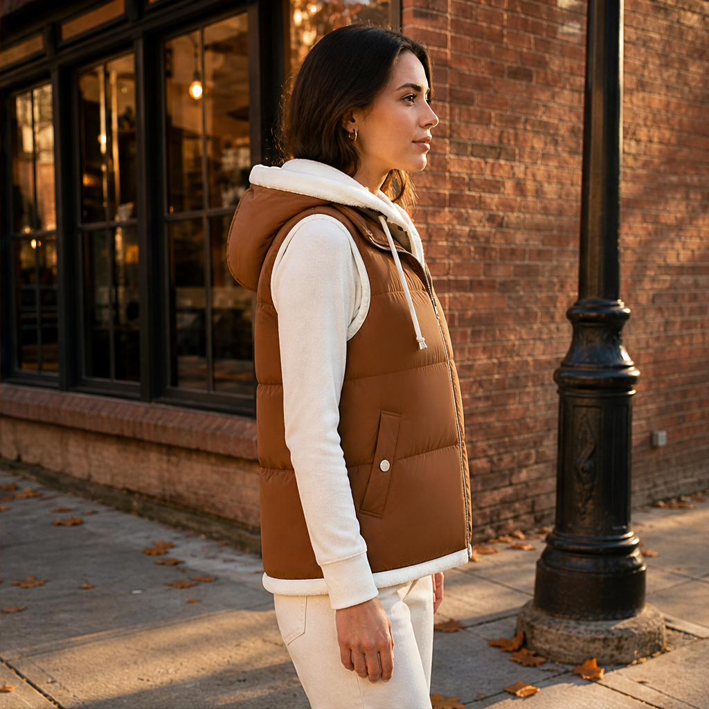 Vernasca – Gilet Piumino con Cappuccio Bicolore lifestyle