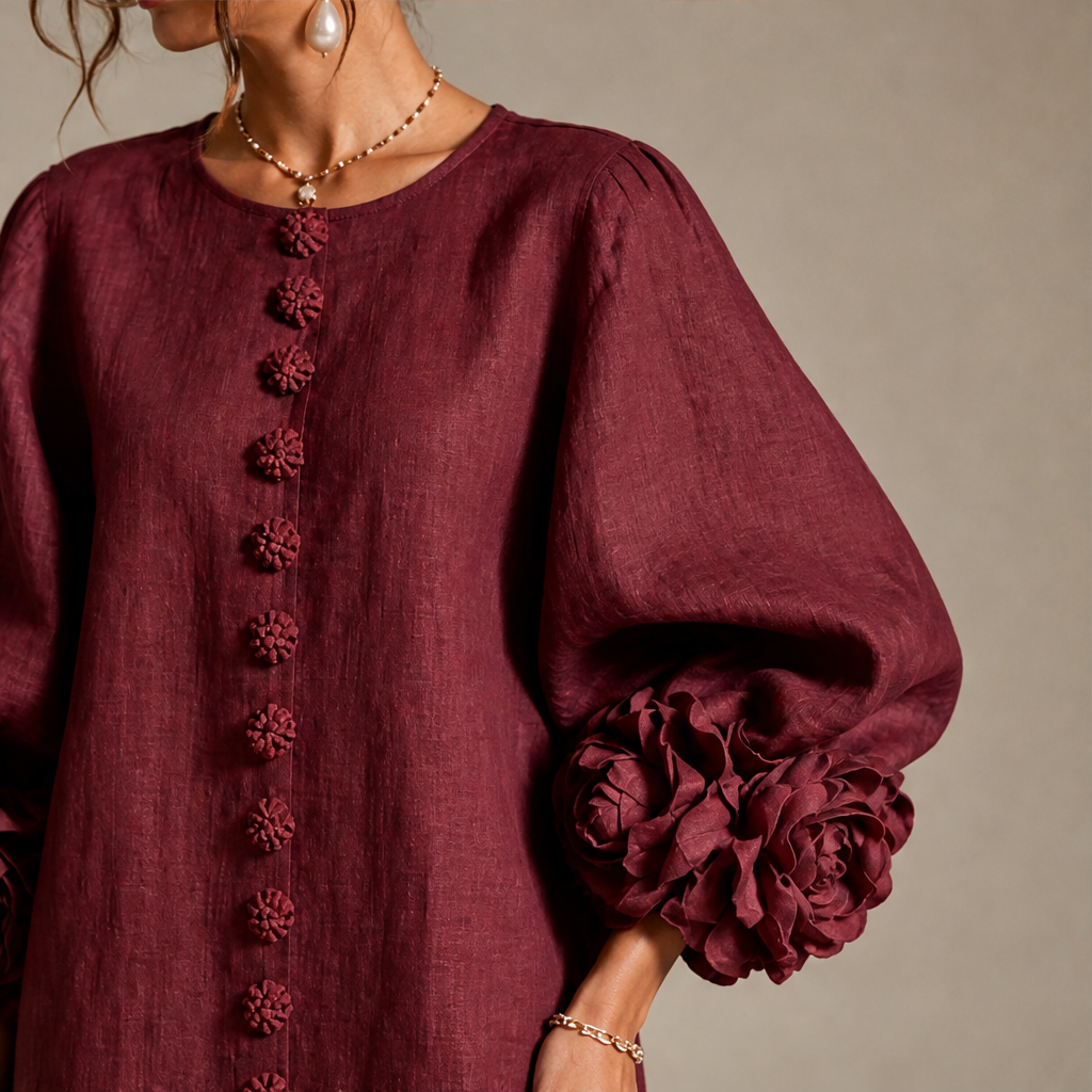 Fioralia – Mini Abito in Lino con Polsini Floreali lifestyle