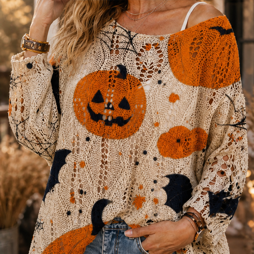 Zuccara – Top in Crochet Zucca e Pipistrello Spalle Scoperte lifestyle