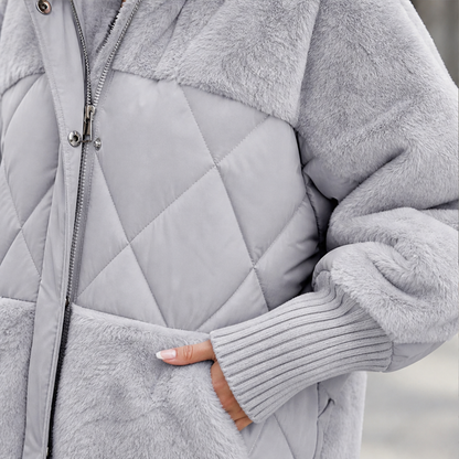 Novarelli – Piumino Oversize con Cappuccio Patchwork lifestyle