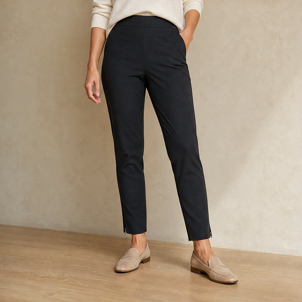 Venalia – Pantaloni Vita Alta con Tasche Zip lifestyle