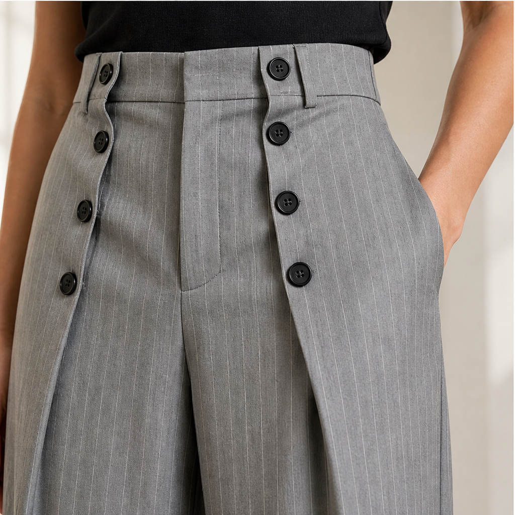 Varonne – Pantaloni a Vita Alta con Doppia Bottoniera lifestyle