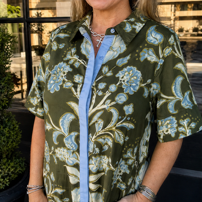 Florentia – Abito Camicia Maxi a Contrasto Floreale lifestyle