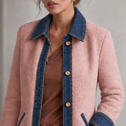 Velmora – Cappotto Midi in Pile Patchwork Denim lifestyle