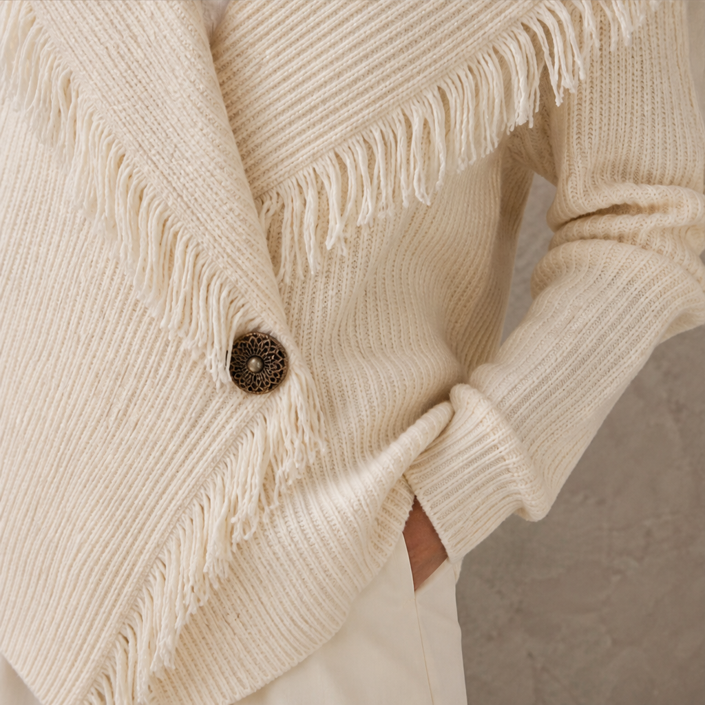 Fransetta – Cardigan in Maglia con Frange e Scialle lifestyle