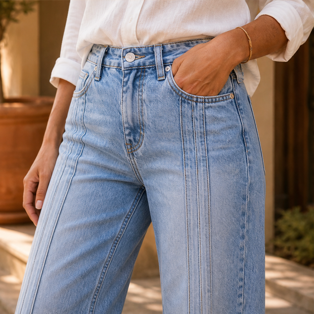 Varonne – Jeans a Gamba Larga con Cuciture Frontali lifestyle