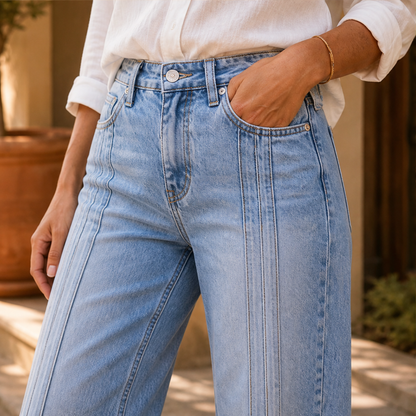 Varonne – Jeans a Gamba Larga con Cuciture Frontali lifestyle