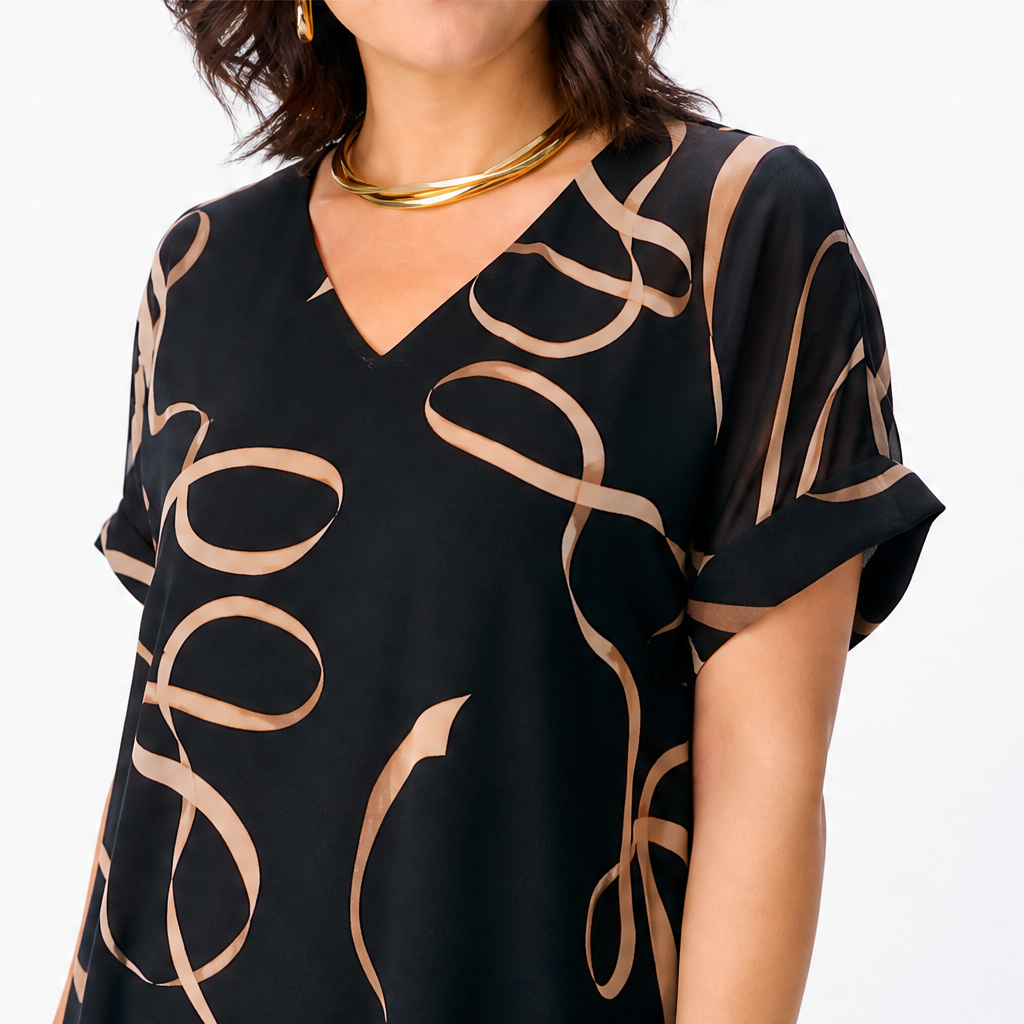 Verolena – Scollo a V Doppio Strato Vestito Midi lifestyle