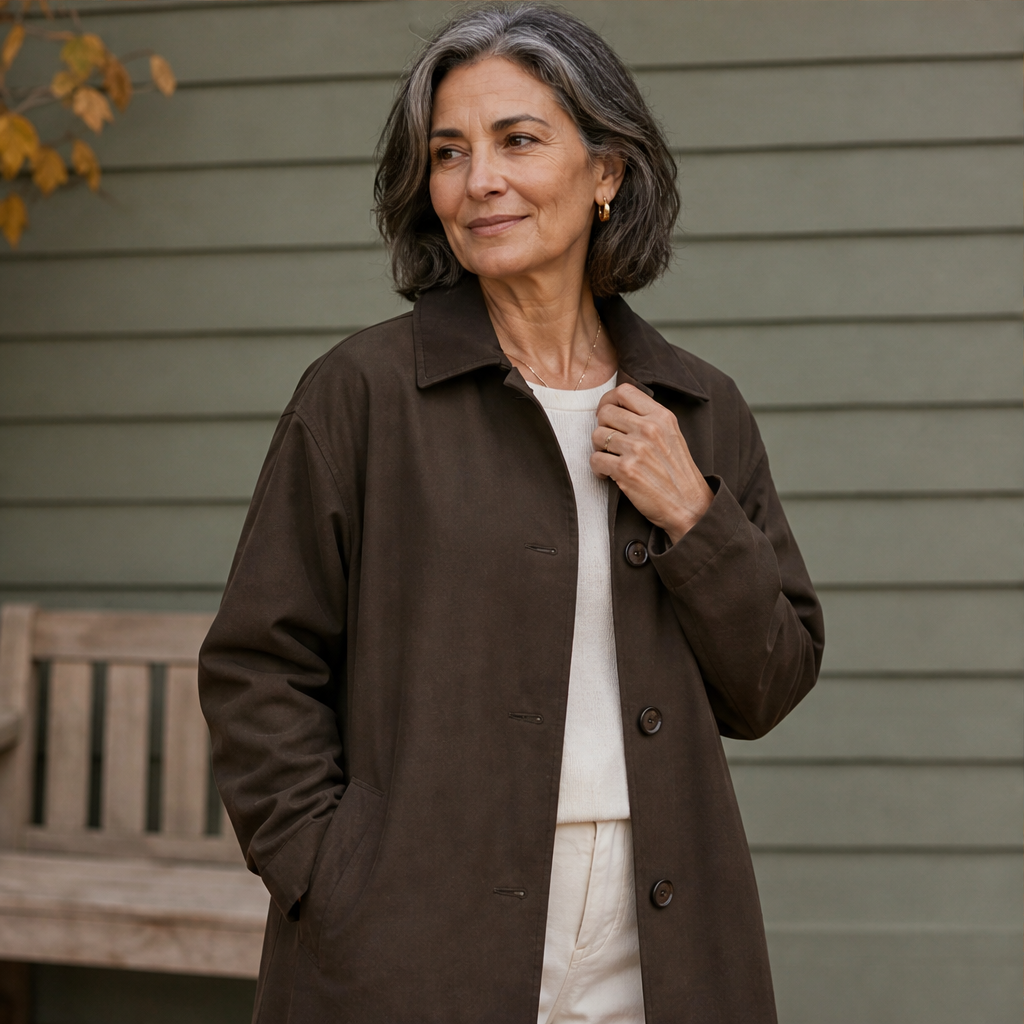 Vornetta – Cappotto in Cotone Cerato con Collo Staccabile lifestyle
