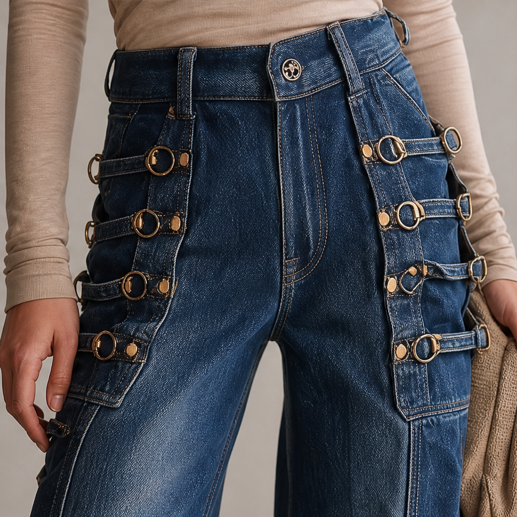 Vaquelia – Jeans a Vita Alta Gamba Larga con Fibbia lifestyle
