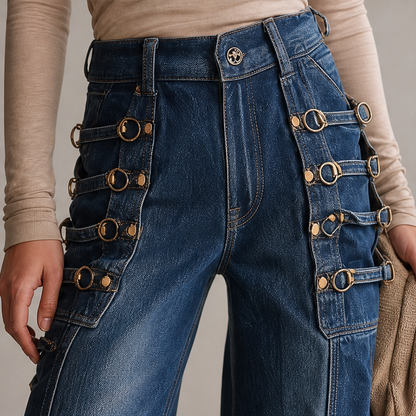 Vaquelia – Jeans a Vita Alta Gamba Larga con Fibbia lifestyle