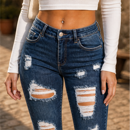 Varenza – Jeans Skinny a Vita Alta Strappati lifestyle