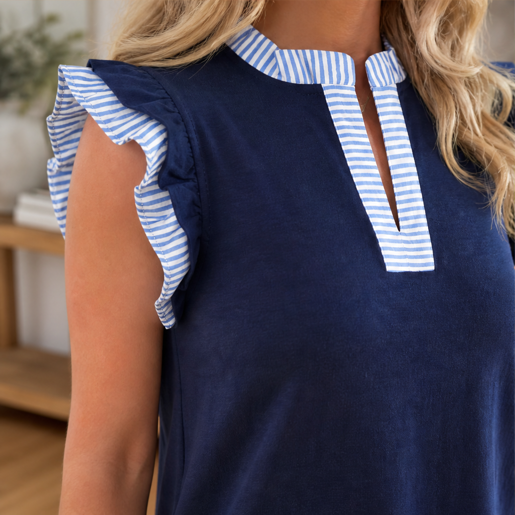 Velmara – Abito Shift a Righe con Ruches lifestyle