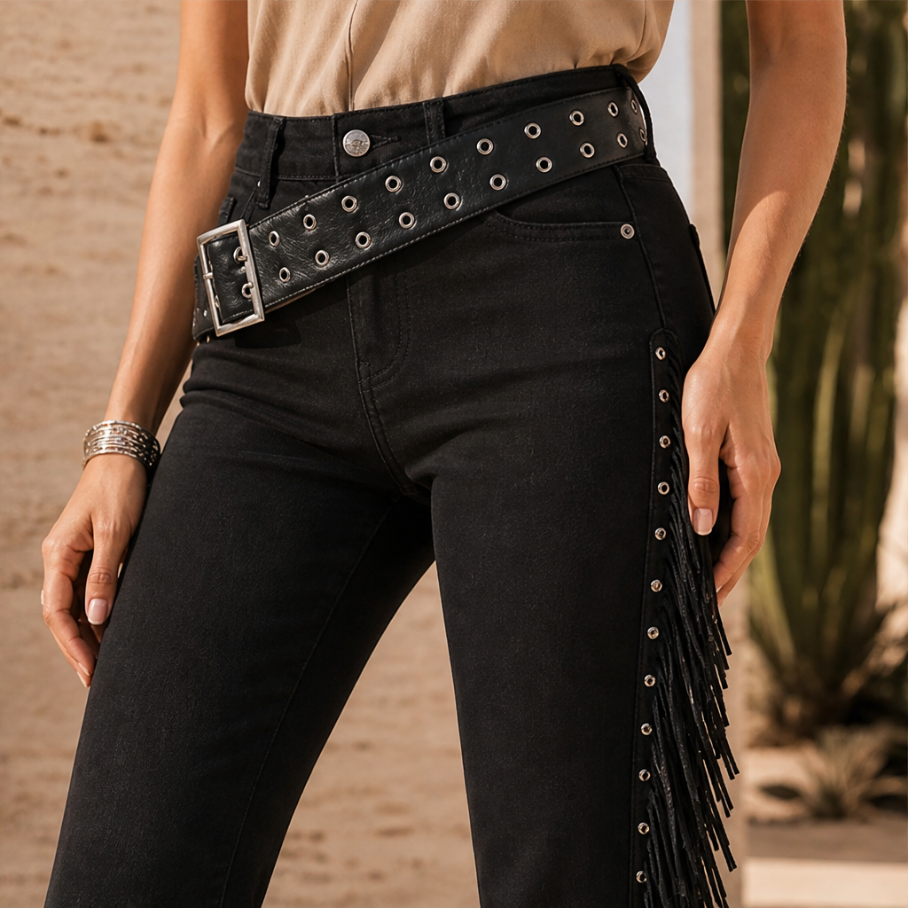 Franzella – Jeans Svasati a Frange Vita Alta lifestyle