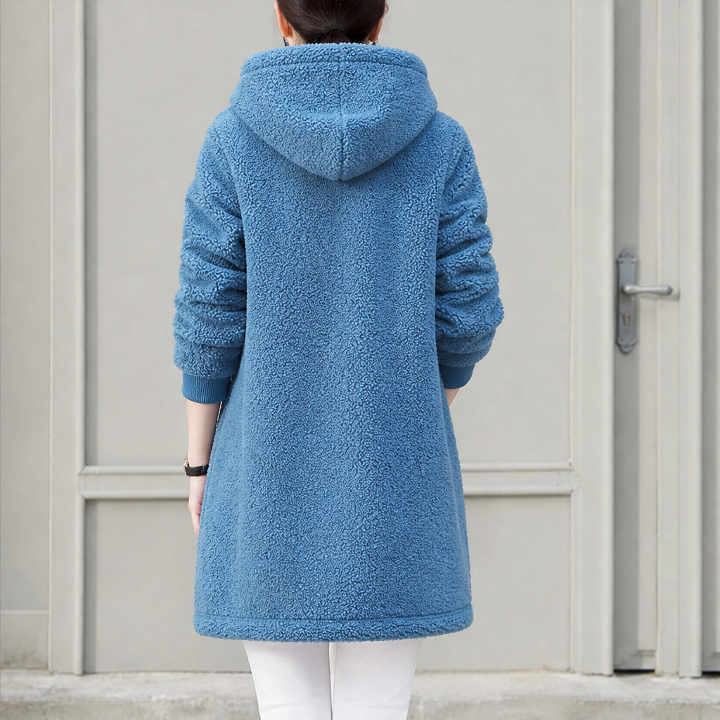 Lanicora – Cappotto in Ecopelliccia Agnello con Cappuccio lifestyle